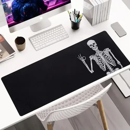 ALOANES Waterproof Mouse Pad with Durable Stitched Edge, XXXL Gaming Keyboard Pad, Non-Slip Rubber Base, Extended Desk pad for Gamer, Office & Home, Right Skeleton Mousepad 35.4''x 15.7''x 0.12'' - 6