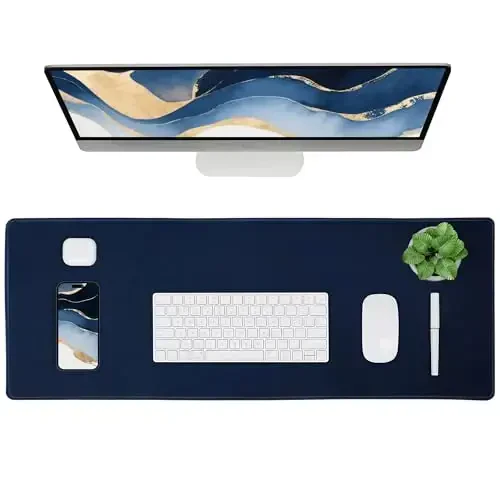 ALOANES Waterproof Mouse Pad with Durable Stitched Edge, XXXL gaming Keyboard Pad, Non-Slip Rubber Base Mouse Mat, Extended Desk pad for Gamer, Office & Home, Dark Blue Mousepad 35.4''x 15.7''x 0.12'' - MODAZONE