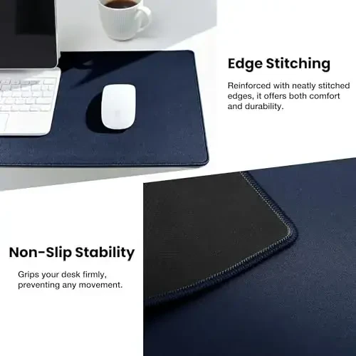 ALOANES Waterproof Mouse Pad with Durable Stitched Edge, XXXL gaming Keyboard Pad, Non-Slip Rubber Base Mouse Mat, Extended Desk pad for Gamer, Office & Home, Dark Blue Mousepad 35.4''x 15.7''x 0.12'' - 4