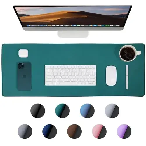ALOANES Waterproof Mouse Pad, XL Gaming Keyboard Pad with Anti-Slip Base, Grain Jacquard Surface, Extend Desk pad for Gamer, Office & Home, Green Mousepad 31.5''x 11.8''x 0.12'' - 7