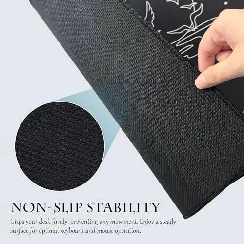 ALOANES Waterproof Mouse Pad, XL Gaming Keyboard Pad with Anti-Slip Base, Grain Jacquard Surface, Extend Desk pad for Gamer, Office & Home, Sea Wave Mousepad 31.5X 11.8 in - 5