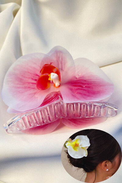 Aloha Orchid Flower Decorated Elegant Summer Hair Clip - 4