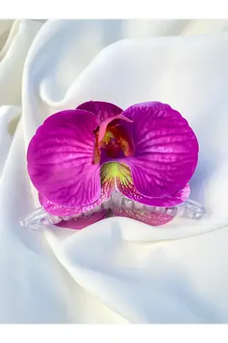Aloha Orchid Flower Embellished Elegant Summer Claw Clip-PURPLE - 3
