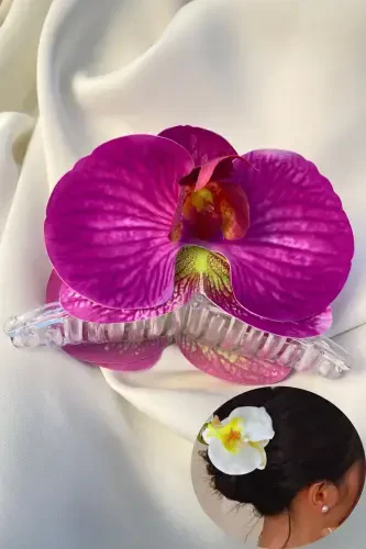 Aloha Orkide Guli Bezakli Nozik Yozgi Qisqich Toka-MOR - 1