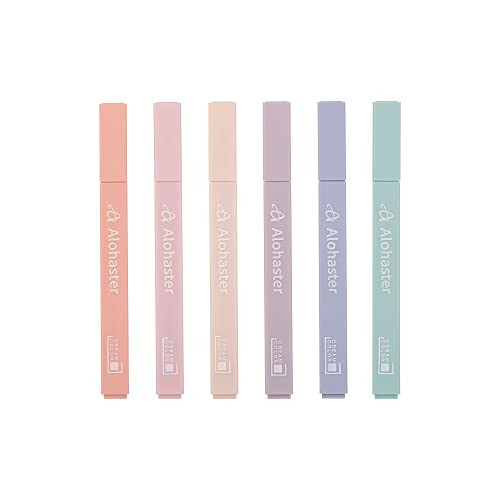 Alohaster HPSIZEE Aesthetic Cute Highlighters Mild Assorted Colors With Soft Chisel Tip, No Bleed Dry Fast Easy to Hold, for Journal Bible Planner Notes School Office Supplies, 6 Pack - Youth - 1