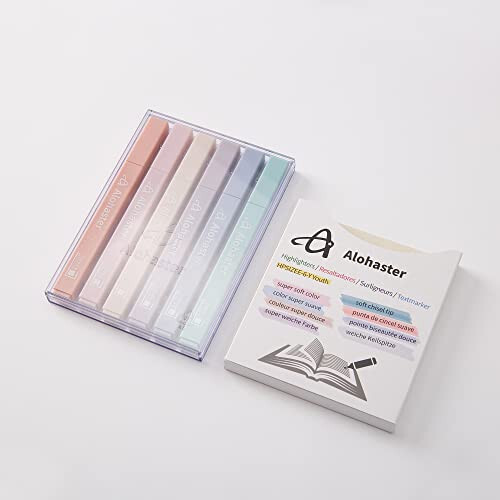 Alohaster HPSIZEE Aesthetic Cute Highlighters Mild Assorted Colors With Soft Chisel Tip, No Bleed Dry Fast Easy to Hold, for Journal Bible Planner Notes School Office Supplies, 6 Pack - Youth - 3