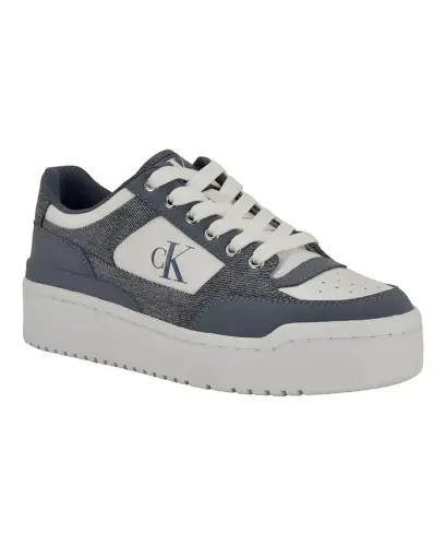 Women's Alondra Lace-Up Platform Sneakers - Dark Blue Denim/White 