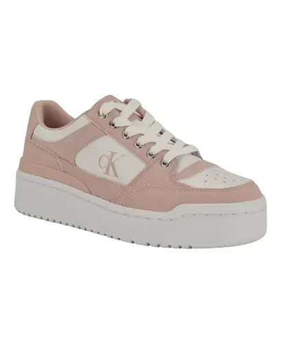 Women's Alondra Lace-Up Platform Sneakers - Light Pink Denim/White 