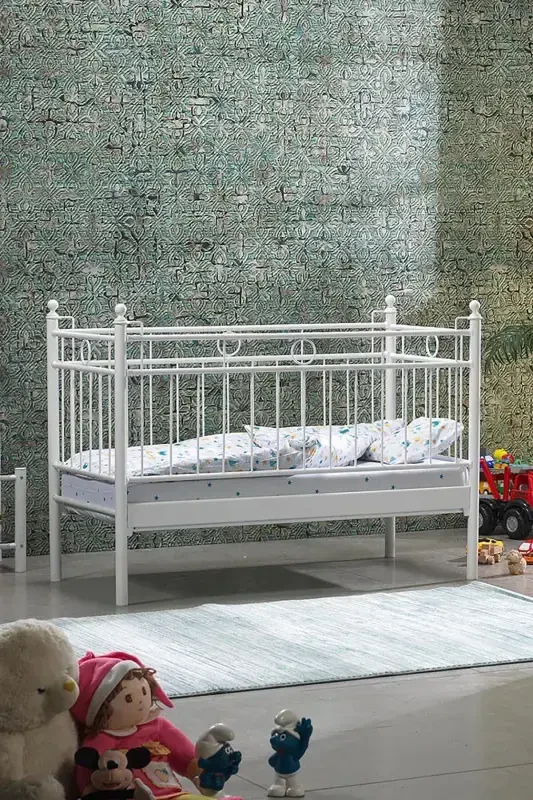 Alpas Baby Cot Crib 70x140 White (Wooden Slatted) - UNIMET