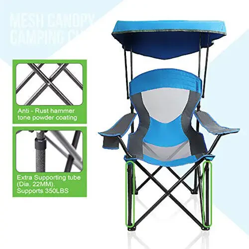 ALPHA CAMP Heavy Duty Canopy Lounge Chair Sunshade Hiking Travel Chair with Cup Holder - 5