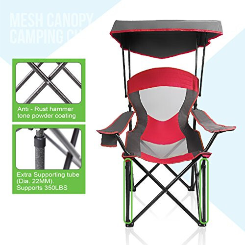 ALPHA CAMP Heavy Duty Canopy Lounge Chair Sunshade Hiking Travel Chair with Cup Holder - 5