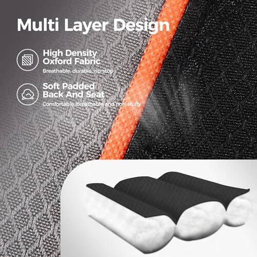 ALPHA CAMP Oversized Camping Folding Chair, Heavy Duty Support 450 LBS Steel Frame Collapsible Padded Arm Chair with Cup Holder Quad Lumbar Back, Portable for Outdoor - 4