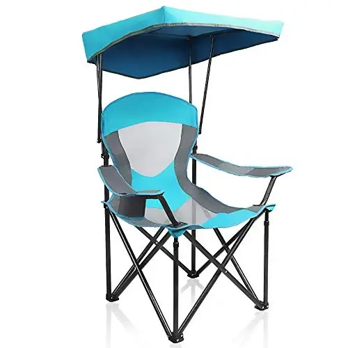 ALPHA CAMP Heavy Duty Canopy Camping Chairs with Adjustable Sunshade | Heavy duty 400 LBS, Steel Frame, Sturdy, Ergonomic,600D Oxford fabric ,Phone holder Cup holder,Carry Bag,Easy to set up - 1