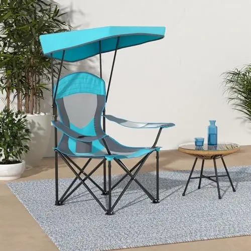 ALPHA CAMP Heavy Duty Canopy Camping Chairs with Adjustable Sunshade | Heavy duty 400 LBS, Steel Frame, Sturdy, Ergonomic,600D Oxford fabric ,Phone holder Cup holder,Carry Bag,Easy to set up - 2