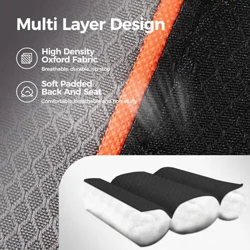 ALPHA CAMP Oversized Camping Folding Chair, Heavy Duty Support 450 LBS Steel Frame Collapsible Padded Arm Chair with Cup Holder Quad Lumbar Back, Portable for Outdoor, Black - 4