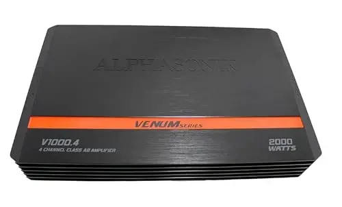Alphasonik V1000.4 Venum Series 2000 Watts Max 4-Channel Car Amp with Power Plant Chip 4-Way Protection Circuitry Multi-Channel Bridgeable Class A/B with Low Level Outputs & Selectable Input Switch - 2