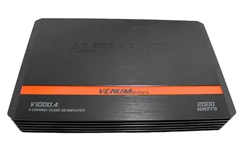 Alphasonik V1000.4 Venum Series 2000 Watts Max 4-Channel Car Amp with Power Plant Chip 4-Way Protection Circuitry Multi-Channel Bridgeable Class A/B with Low Level Outputs & Selectable Input Switch - 2