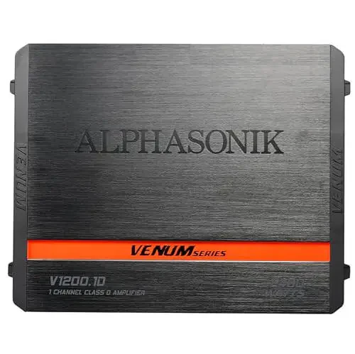 Alphasonik V1200.1D Venum Series 2400W Maksimal Monoblok Avtomobil Kuchaytirgichi, Elektr Stansiya Chipi, 4-yo'nalishli Himoya Sxemasi, 1-kanalli Sabvufer Class-D Kuchaytirgich, Masofaviy Bassni Kuchaytirish Tugmasi Bilan. - 2