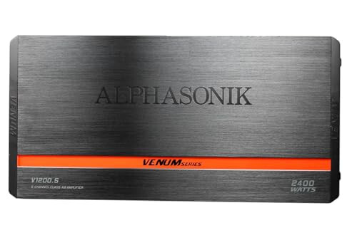 Alphasonik V1200.5 Venum Series 2400 Watts Max 5-Channel Car Amp with Power Plant Chip 4-Way Protection Circuitry Multi-Channel Bridgeable Class A/B Amp with Remote Bass Boost Control Knob Include - Alphasonik (1)