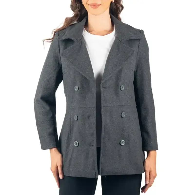 Alpine Swiss Emma Ayollar Paltosi Junli Blazer Ikki Qator Tugmali Ustki Kiyim Yangi - 2