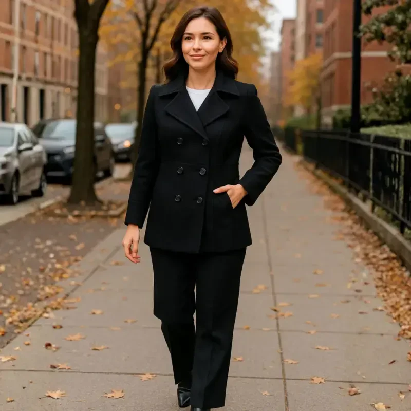 Alpine Swiss Emma Womens Peacoat Jacket Wool Blazer Double Breasted Overcoat New - 7