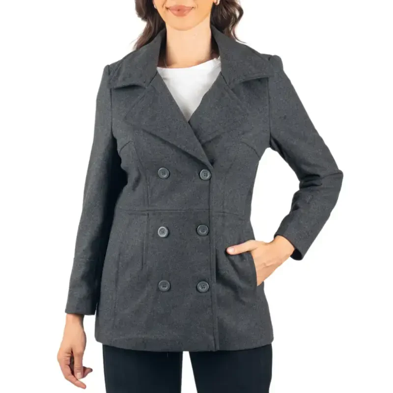 Alpine Swiss Emma Womens Peacoat Jacket Wool Blazer Double Breasted Overcoat New - 1