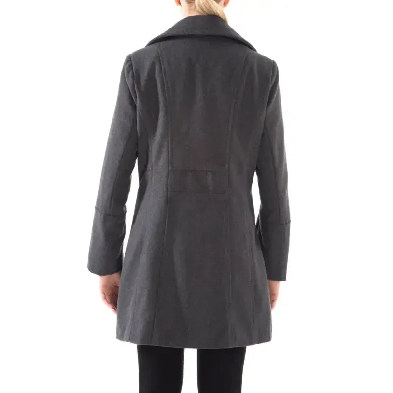 Alpine Swiss Norah Womens Wool Blend Peacoat Runs Large Classic Double Breasted Winter Coat Long Pea Coat Jacket GRY 2XL- - 3