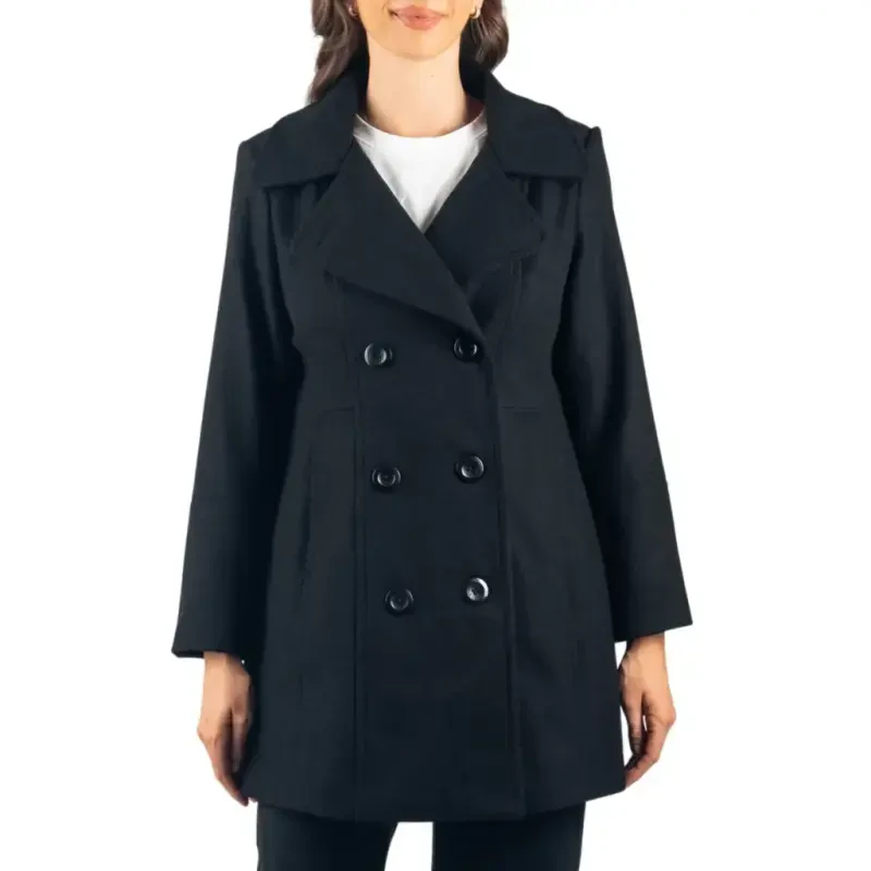 Alpine Swiss Norah Womens Peacoat Runs Big Double-Breasted Jacket Flattering Fit - 1