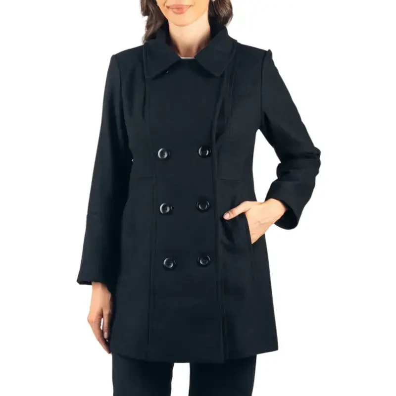 Alpine Swiss Norah Womens Peacoat Runs Big Double-Breasted Jacket Flattering Fit - 2