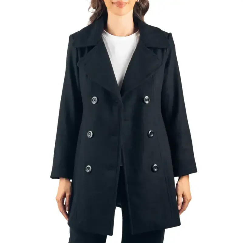 Alpine Swiss Norah Womens Peacoat Runs Big Double-Breasted Jacket Flattering Fit - 3