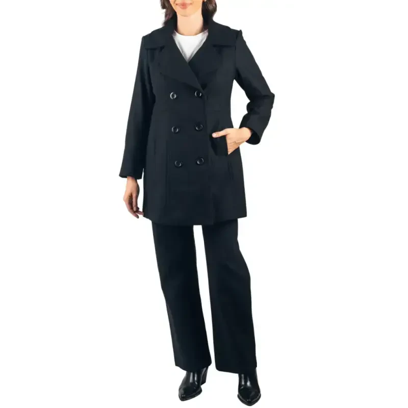 Alpine Swiss Norah Womens Peacoat Runs Big Double-Breasted Jacket Flattering Fit - 6