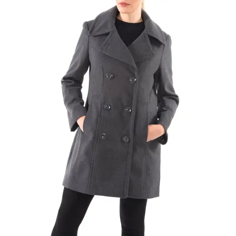 Alpine Swiss Norah Womens Peacoat Runs Big Double-Breasted Jacket Flattering Fit - 2
