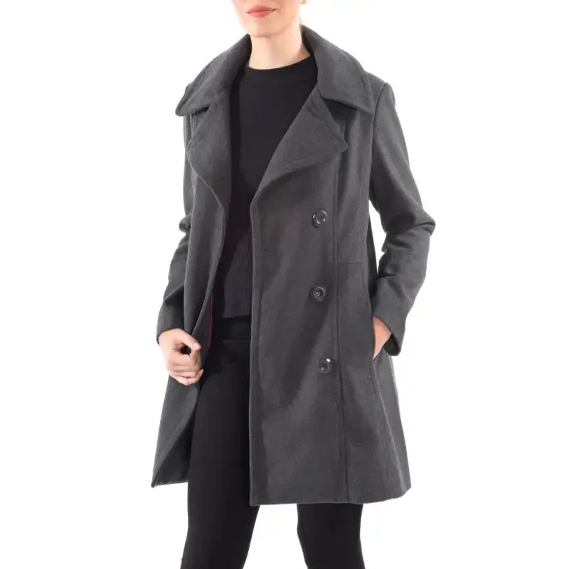 Alpine Swiss Norah Womens Peacoat Runs Big Double-Breasted Jacket Flattering Fit - 5