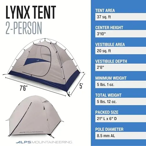 ALPS Mountaineering Lynx 2-Person Backpacking and Camping Tent 