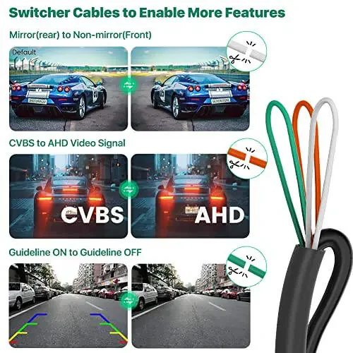 HD Backup/Front/Side View Camera, GreenYi AHD 720P Reverse Rear Cam for Car, SUV, RV, Trailer, Camper, Van, Pickup, Adjustable Fisheye Lens, 170 Degrees Viewing Angle(Black) - 4