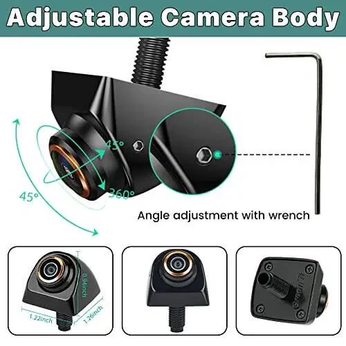 HD Backup/Front/Side View Camera, GreenYi AHD 720P Reverse Rear Cam for Car, SUV, RV, Trailer, Camper, Van, Pickup, Adjustable Fisheye Lens, 170 Degrees Viewing Angle(Black) - 3