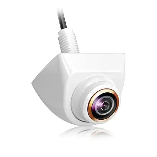 HD Backup/Front/Side View Camera with Gold Rim, GreenYi AHD 720P Reverse Rear Cam for Car, SUV, RV, Trailer, Camper, Van, Pickup, Metal Shell, Adjustable Fisheye Lens, 170 Degrees Viewing Angle(White) - GreenYi