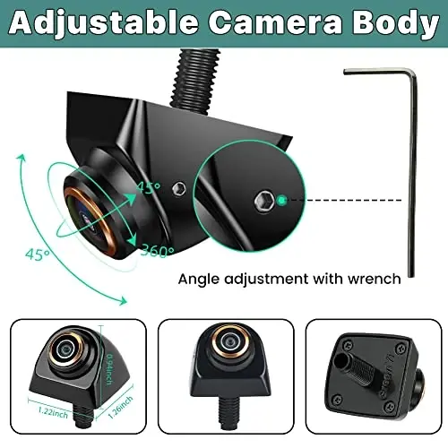 HD Backup/Front/Side View Camera with Gold Rim, GreenYi AHD 720P Reverse Rear Cam for Car, SUV, RV, Trailer, Camper, Van, Pickup, Metal Shell, Adjustable Fisheye Lens, 170 Degree Viewing Angle(Chrome) - 3