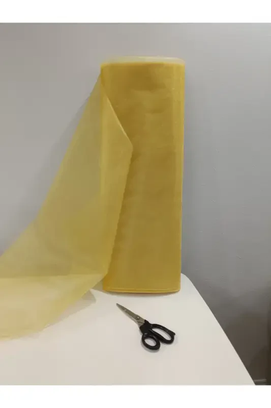 Gold Süsleme Tülü ,bohça Çeyiz Gelin Damat Söz Nişan Nikah Konvoy Kapı Valiz Hediye Süsü,100x300-Sarı - 1