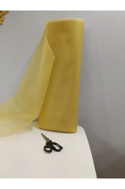 Gold Süsleme Tülü ,bohça Çeyiz Gelin Damat Söz Nişan Nikah Konvoy Kapı Valiz Hediye Süsü,100x300-Sarı - 3