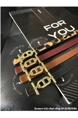 4’lü Gold Tokalı İnce Kemer, Pantolon Kemeri, Gömlek Kemeri, Ceket Kemeri-Siyah - 4