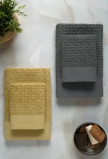 Altınbaşak Bambi Bathroom Set Anthracite Mustard - 2