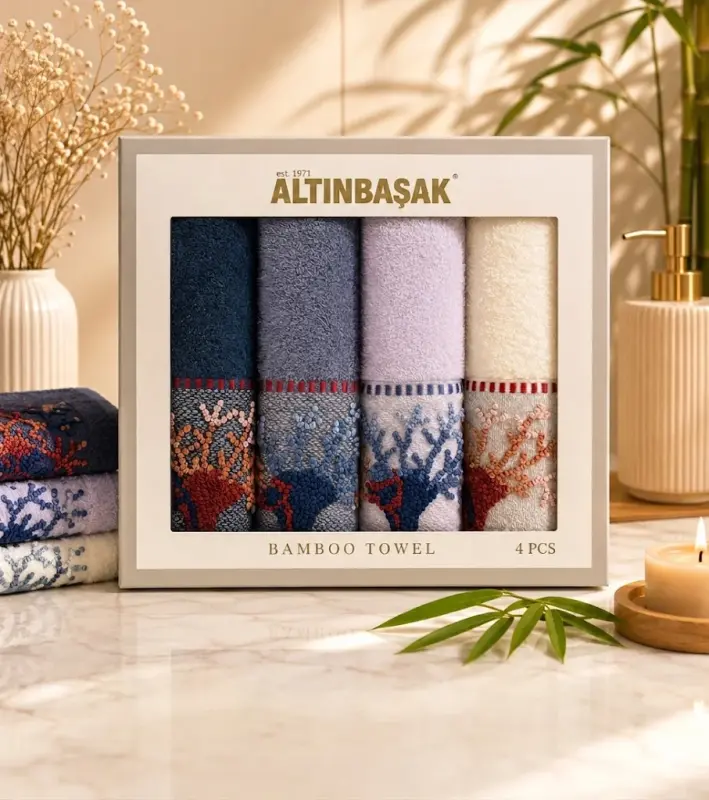 Altınbaşak Bambu 4´lü 50x90 El Havlusu Eva - NEVRESIMDUNYASI