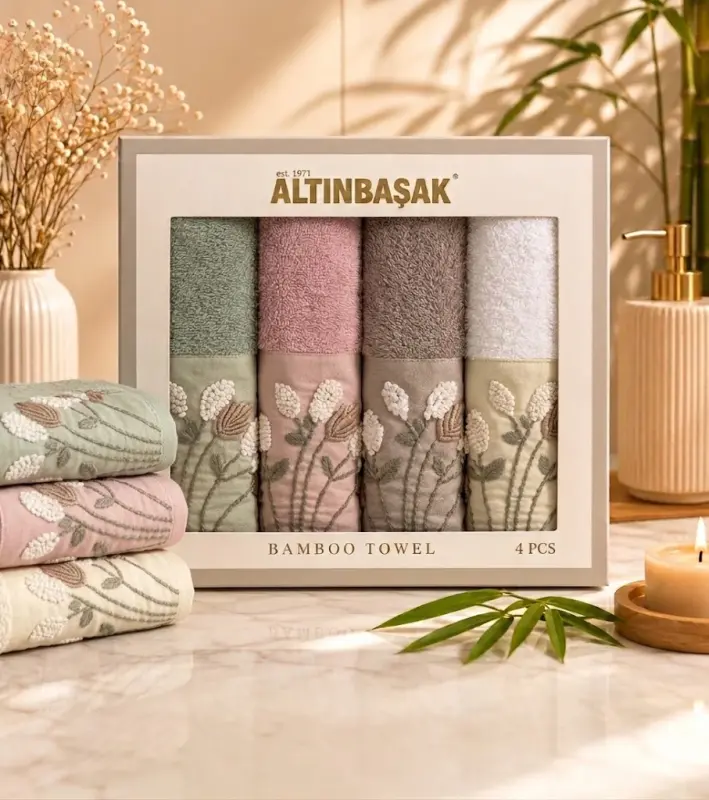 Altınbaşak Bambu 4´lü 50x90 El Havlusu Lana - NEVRESIMDUNYASI