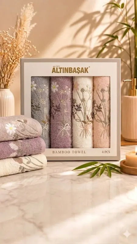 Altınbaşak Bambu 4´lü 50x90 El Havlusu Marina - NEVRESIMDUNYASI