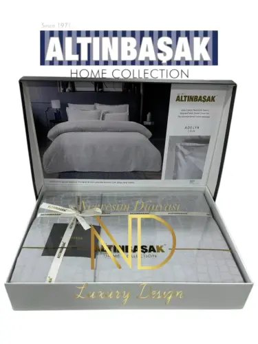 Altınbaşak Jacquard Satin Double Duvet Cover Set Adelya Puce - 1