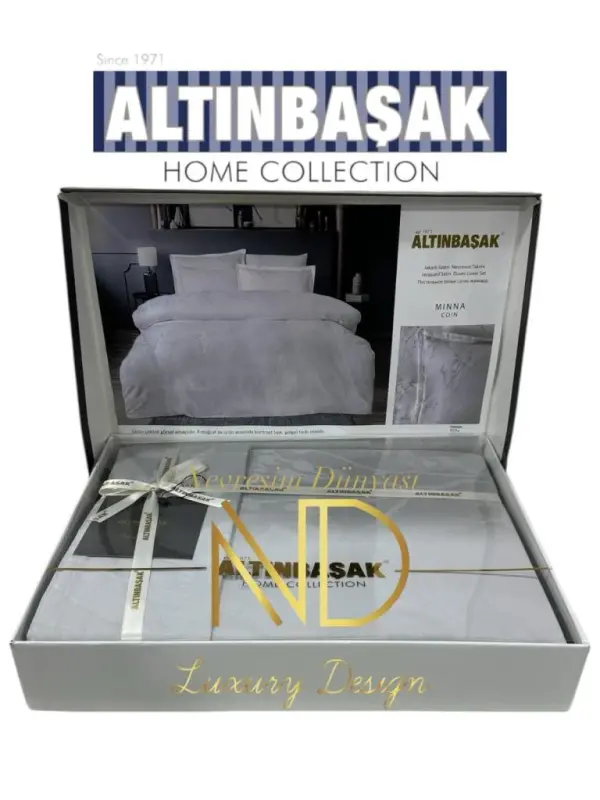 Altınbaşak Jacquard Satin Double Duvet Cover Set Minna Coin - 1
