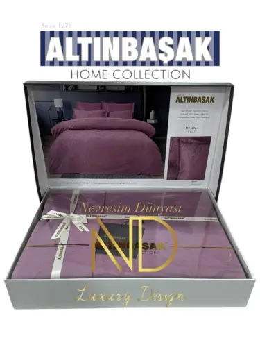 Altınbaşak Jacquard Satin Double Duvet Cover Set Minna Puce - 1