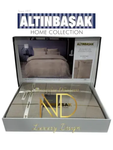 Altınbaşak Jakarlı Saten Çift Kişilik Nevresim Takımı Dıamond Sabre - 1