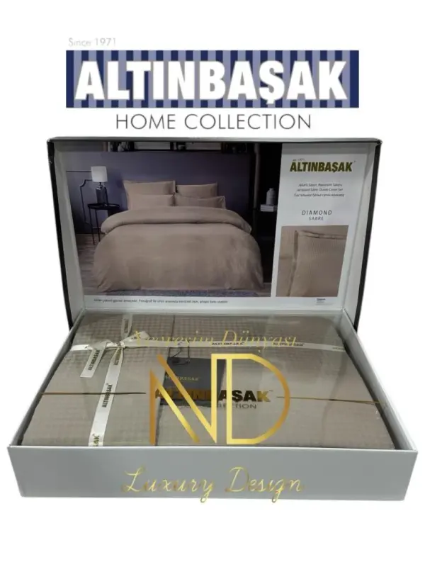 Altınbaşak Jakarlı Saten Çift Kişilik Nevresim Takımı Dıamond Sabre - 1